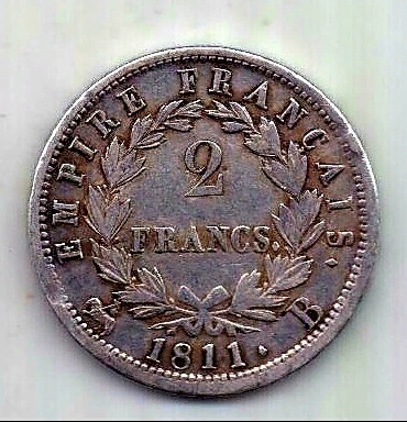 2 франка 1811 Франция Наполеон I Редкость AUNC