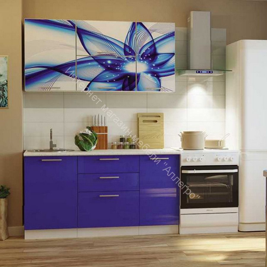 Кухонный гарнитур Риал 1500 абстракция-синий