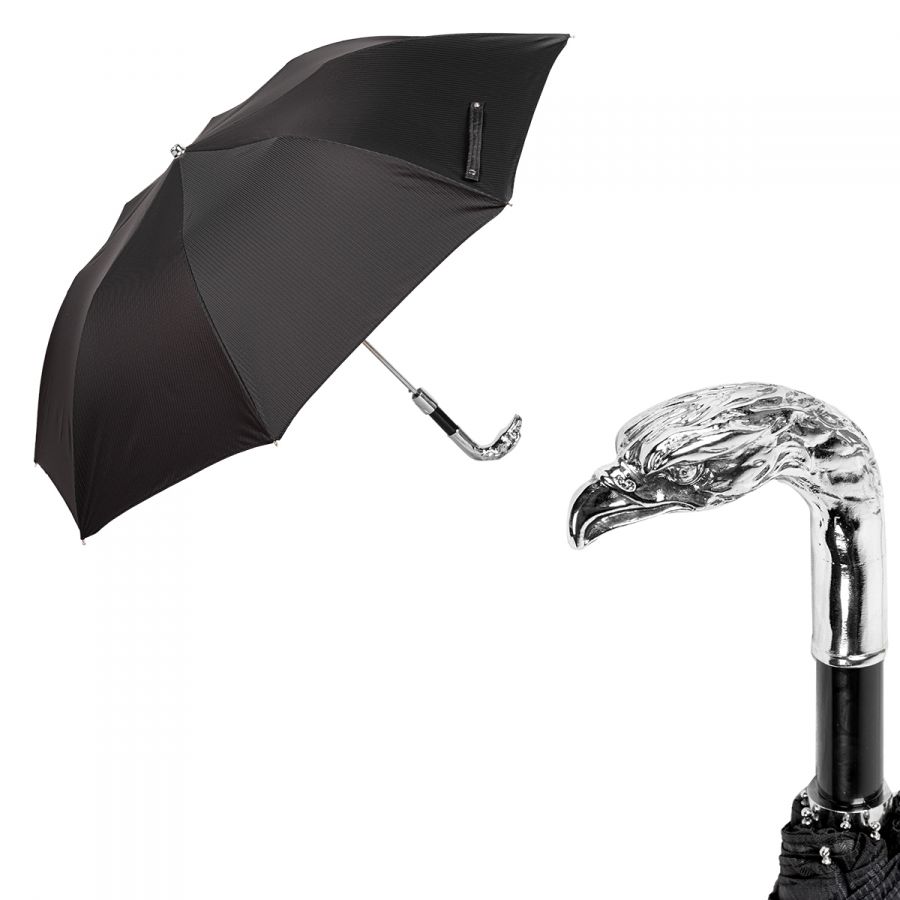 Зонт складной Pasotti Eagle Silver StripesS Black
