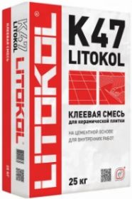 Клей для Плитки Litokol K47 25кг Серый на Основе Цемента