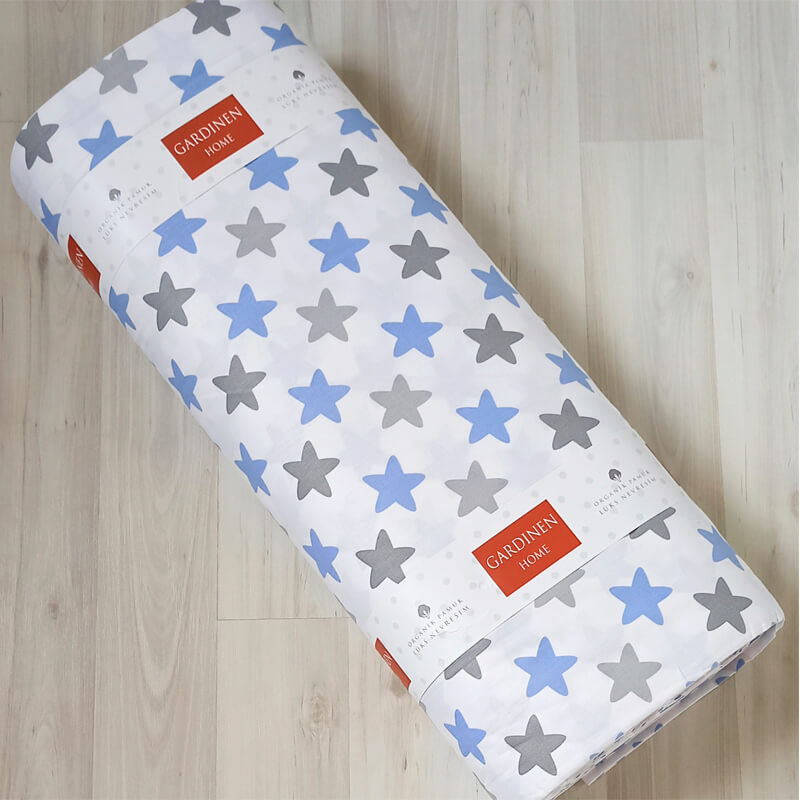 Ткань хлопок для детей, ткань с рисунком звезды, , ширина 240 см, Звёзды серо-голубые, нарезаем от 1 м