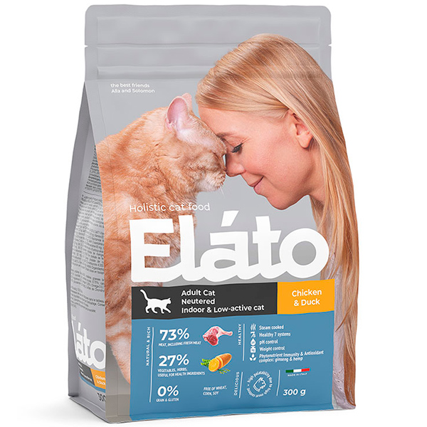 Сухой корм для стерилизованных кошек Elato Neutered Indoor Low Active с курицей и уткой 1.5 кг