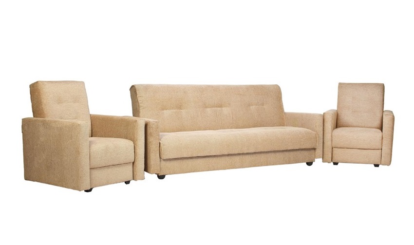 Комплект диван и два кресла Милан бежевый