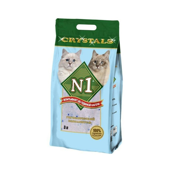 Наполнитель N1 Crystals для кошек силикагелевый синий 3 л