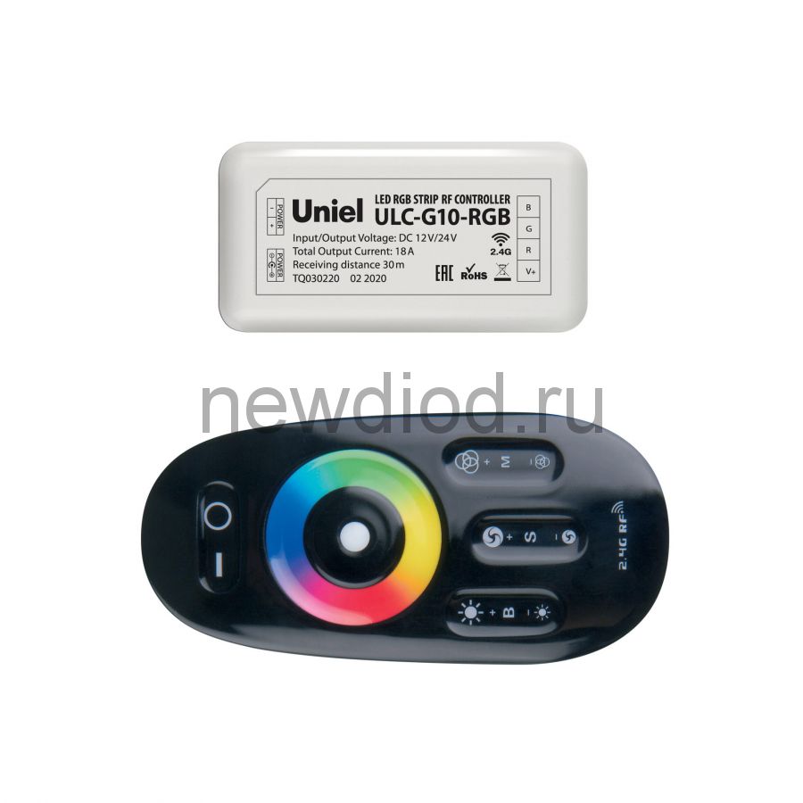 Контроллер для управления многоцв сд источ света ULC-G10-RGB BLACK 12/24B с пультом ДУ 2,4ГГц черный