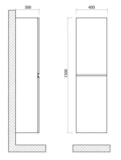 Подвесной шкаф-пенал Art&Max BIANCHI AM-Bianchi-1500-2A-SO 40х30 ФОТО