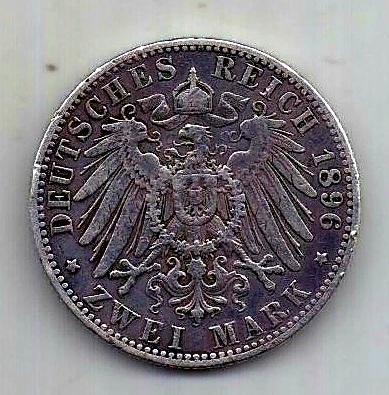 2 марки 1896 Шварцбург-Зондерсхаузен Германия XF