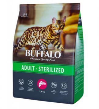 Баффало для стерилизованных кошек / Лосось (MR. BUFFALO STERILIZED )  1,8 кг
