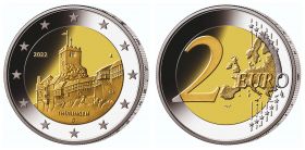 Тюрингия .Замок Вартбург.2 евро Германия 2022  Набор 5 Монетных дворов