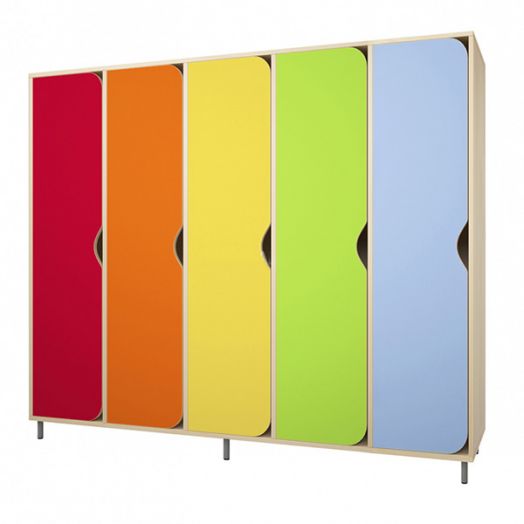 РСН-022 Шкаф детский для одежды 5 секций (Цветные фасады)