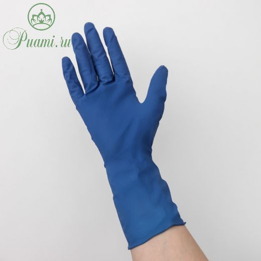 Перчатки A.D.M. латексные неопудренные, размер M, 50 шт/уп, цвет синий