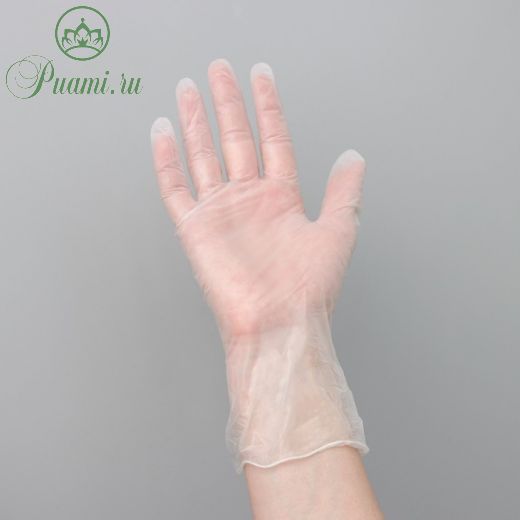 Перчатки A.D.M. виниловые, одноразовые, неопудренные , размер S, 100 шт/уп, 10 г