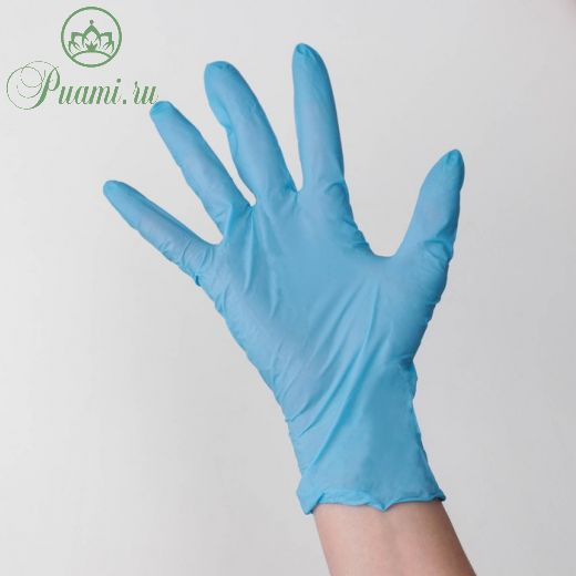 Перчатки нитриловые CONNECT BLUE NITRILE, неопудренные, размер XL, 100 шт/уп, 3 гр, цена за 1 шт, цвет голубой