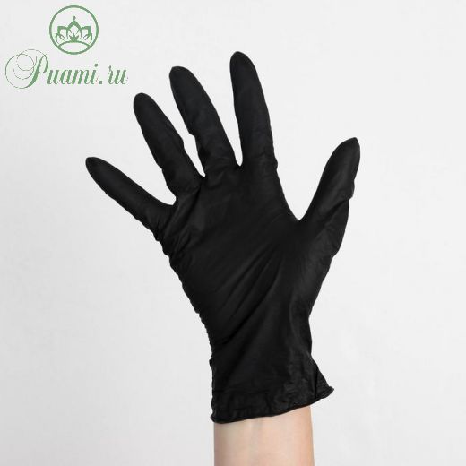 Перчатки нитриловые универсальные, размер L, 100 шт/уп, цена за 1 шт, цвет чёрный