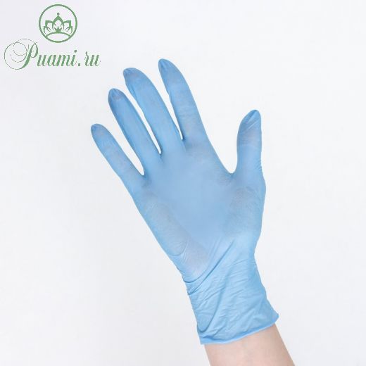 Перчатки нитриловые смотровые неопудренные, размер S, 100 шт/уп, 3 гр, цвет голубой