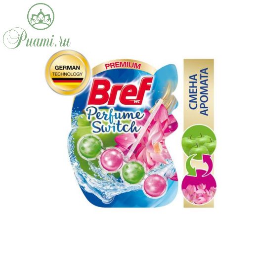 Блок для чистки и свежести унитаза Bref Perfume Switch «Яблоня и лотос», 50 г