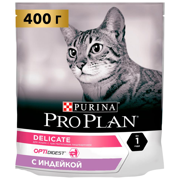 Корм для кошек Purina Pro Plan Delicate при чувствительном пищеварении с индейкой 400гр