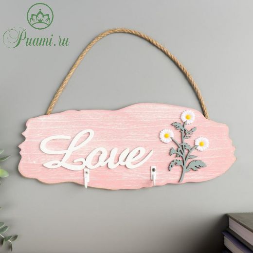 Крючки декоративные дерево "Ромашки - Love" 11,5х29,5х2,5 см