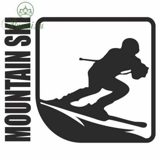 Наклейка "Спорт - горные лыжи", плоттер, черная, 10 х 8 см