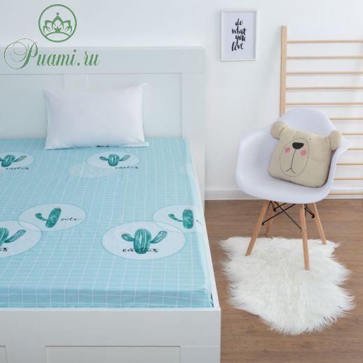 Простыня LoveLife «Кактусы» цвет серый, 150х215 см