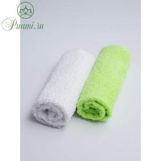 Полотенце-салфетка для кормления Soft Care, размер 35x35 см, цвет белый, зелёный, 2 шт. в наборе