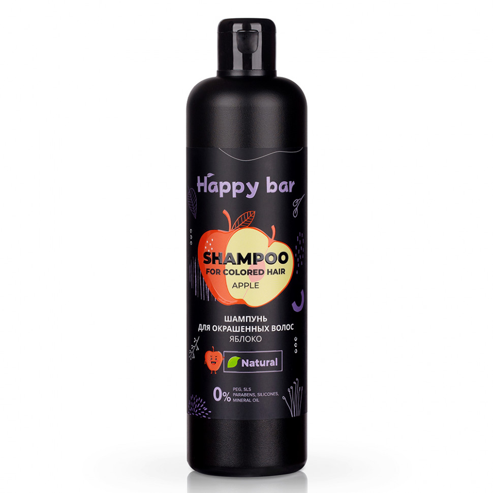 HAPPY BAR - Шампунь для окрашенных волос "ЯБЛОКО", 370 мл
