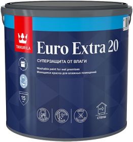 Краска для Влажных Помещений Tikkurila Euro Extra 20 2.7л Полуматовая / Тиккурила Евро Экстра 20
