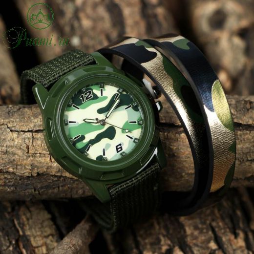 Набор: часы наручные и браслет «Настоящий герой»