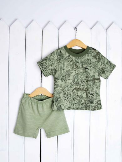 КД363/1-К Комплект детский (футболка/джунгли на зелёном чае+шорты/зелёный чай)