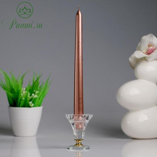 Свеча античная, 2,3х 25 см, лакированная, нежно-розовый металлик