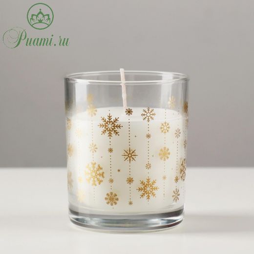 Ароматическая новогодняя свеча в стакане "Зимний жасмин"