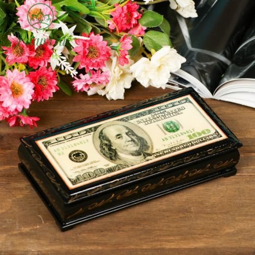 Шкатулка - купюрница «Доллар», 8,5?17 см, лаковая миниатюра