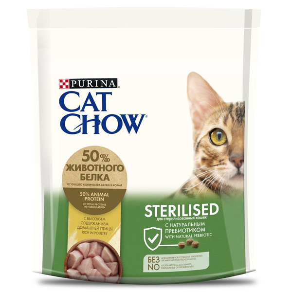 Сухой корм для стерилизованных кошек Cat Chow Sterilised с высоким содержанием домашней птицы