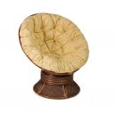 Кресло вращающееся 23/01B "ANDREA" с подушкой, Pecan Washed (античн. орех), Ткань рубчик, цвет кремовый
