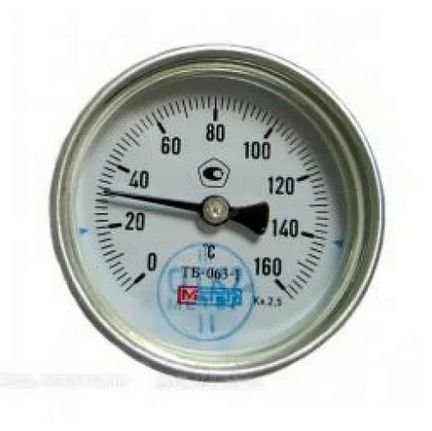 Термометр б/м ТБ-063-1 0-160*,кл.точн. 2,5,гильза 1/2 , L штока - 40мм, Метер
