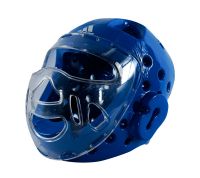 Шлем для тэквондо Adidas с маской Head Guard Face Mask WT синий, размер S, артикул ADITHGM01