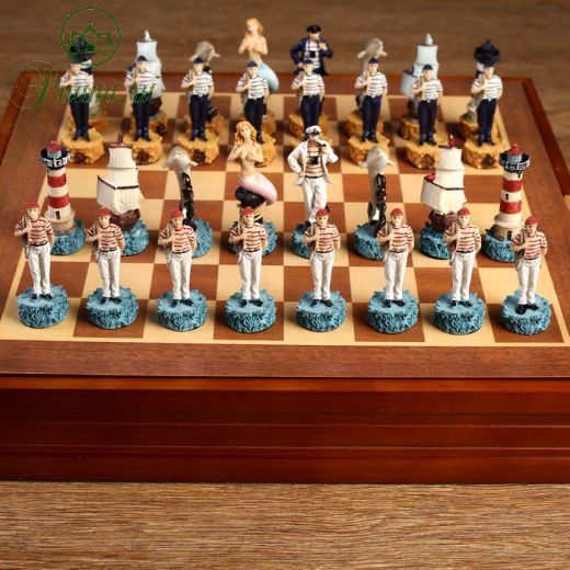 Шахматы сувенирные "Морские истории", h короля=8 см, пешки=6 см, 36 х 36 см