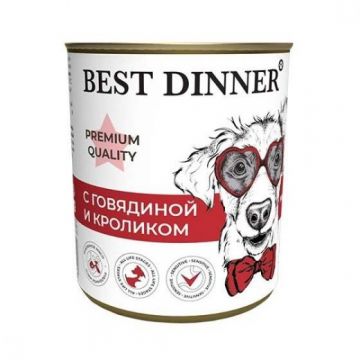 Best Dinner Premium Quality Меню №3 С Говядиной и кроликом (Бест Диннер Премиум Качество для собак) 340 г.