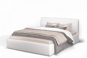 Кровать с подъемным механизмом Ривьера 120х200, экокожа белая