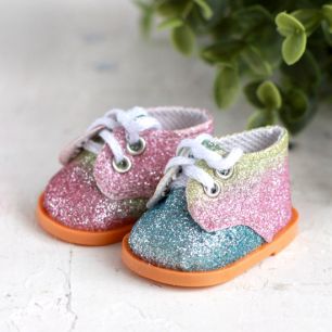 Обувь для кукол  5 см - Ботиночки радужные с блестками