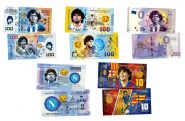 Набор 5 штук полимерных банкнот Диего МАРАДОНА. UNC Oz