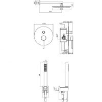 Встраиваемая душевая система с верхним и ручным душем Gattoni Circle One 9090/PD схема 2