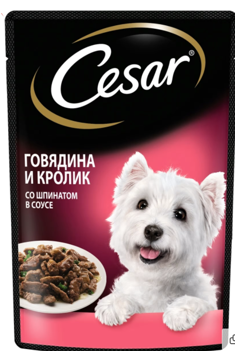 ТМ Cesar Пауч 85 гр Говядина/кролик/шпинат