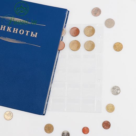 Лист для монет, формат Нумис, 193 х 215 мм, на 30 ячеек 38 х 38 мм