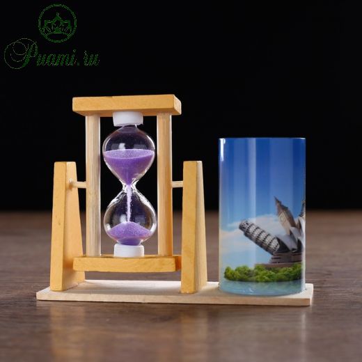 Песочные часы "Достопримечательности", сувенирные, с карандашницей, 12.5 х 4.5 х 9.3 см, микс 472712