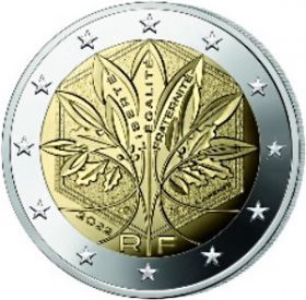 2 евро (  Регулярный выпуск) Франция  2022 новый дизайн