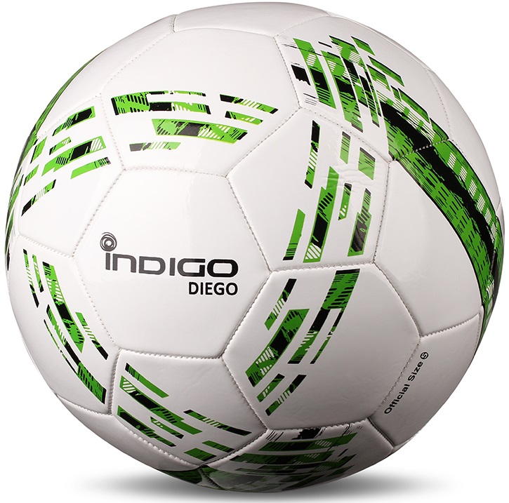 Мяч футбольный №5 INDIGO DIEGO любительский N001 Бело-зеленый