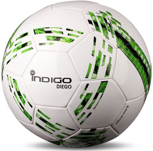 Мяч футбольный №5 INDIGO DIEGO любительский N001 Бело-зеленый