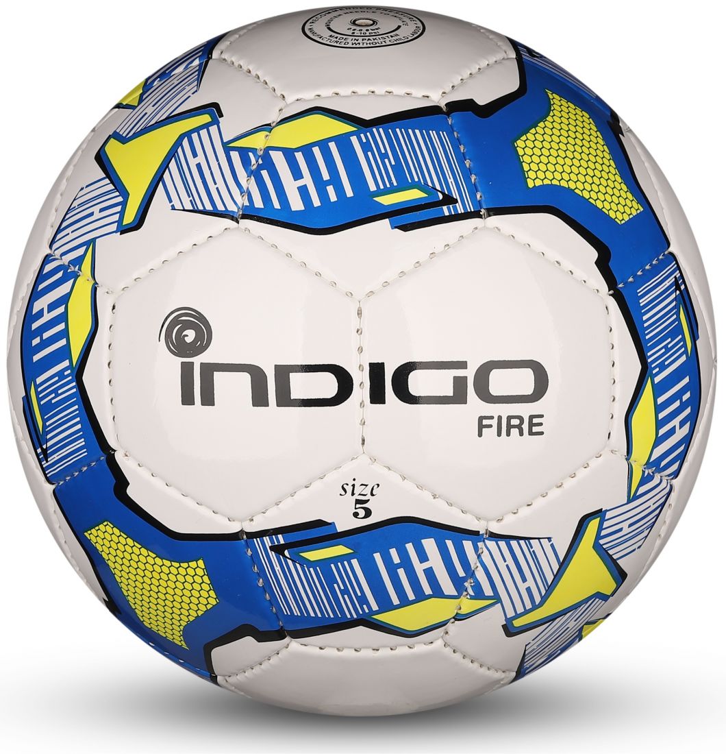 Мяч футбольный №5 INDIGO FIRE Облегченный тренировочный IN026 Бело-сине-желтый