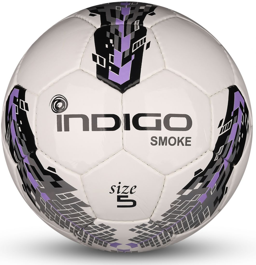 Мяч футбольный №5 INDIGO SMOKE тренировочный IN025 Бело-серо-фиолетовый